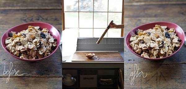 Cardboard paper towel roll before and after photos.