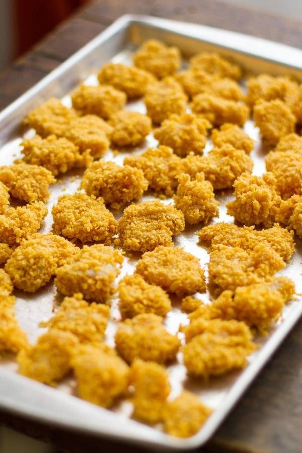 General Tso's Chicken on a baking sheet.