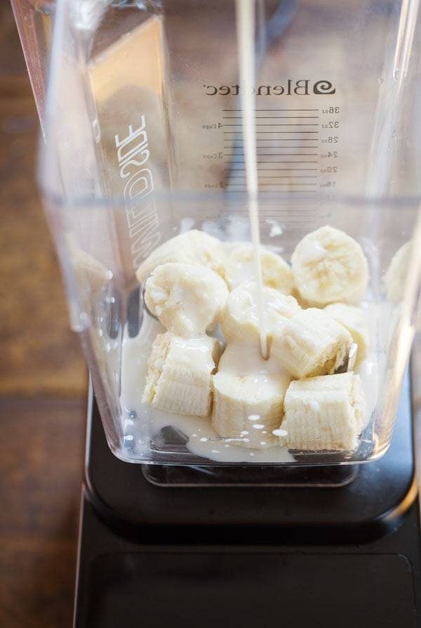 Bananas in a blender.