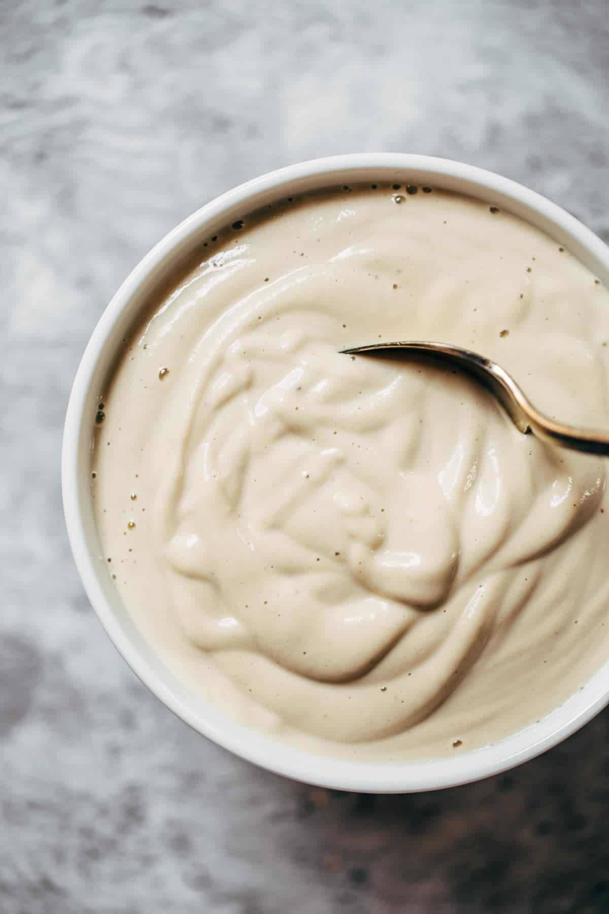 Cashew sauce in a bowl.